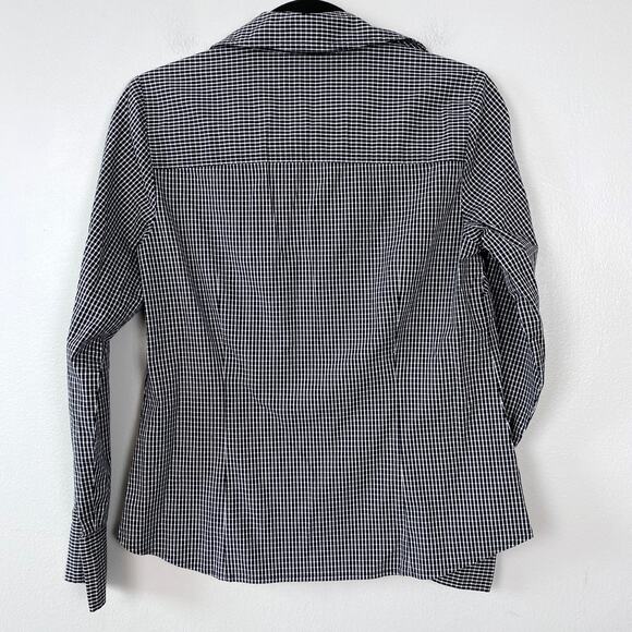Loft Outlet Black & White Fitted Button-Down Shirt Collared Long Sleeve Size 6 - Picture 6 of 6